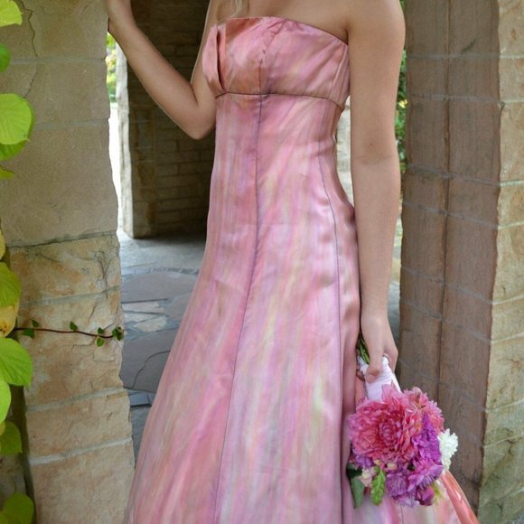 Vera Wang Dresses & Skirts - painted Vera Wang silk Wedding dress gown pink ivory white blush 2 4 6 8 purple